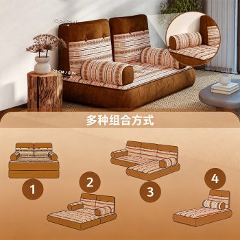地板沙發套裝低矮沙發組合懶人沙發大座深休閒地台沙發客廳傢俱：圖片 6