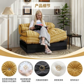 折疊沙發床兩用懶人沙發可展開睡覺休閒沙發臥室客廳小戶型多用途：圖片 5